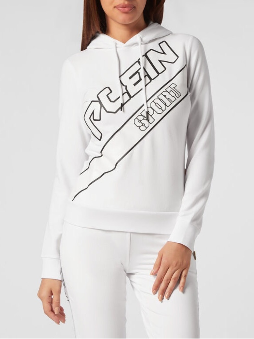 NWT Philipp Plein Sport Womens White Graphic Logo Hoodie Sz M